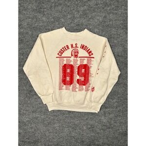 Vintage Fruit of the Loom 1989 Custer HS Indians Sweatshirt USA Crewneck Sz M